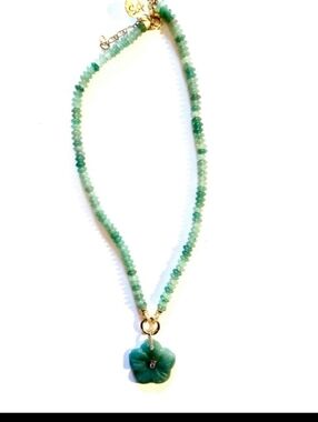 Janis Savitt Adventurine Stone Pendant Necklace